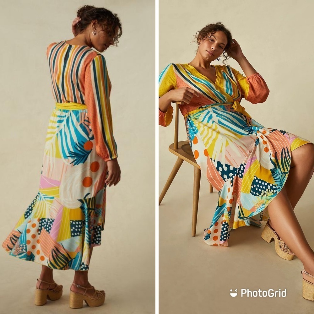 Anthropologie Conditions Apply Misty Maxi Dress Small Petite Colorful